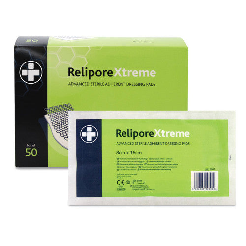 Relipore Xtreme Adhesive Dressing Pads Sterile 8cm x 16cm Box of 50