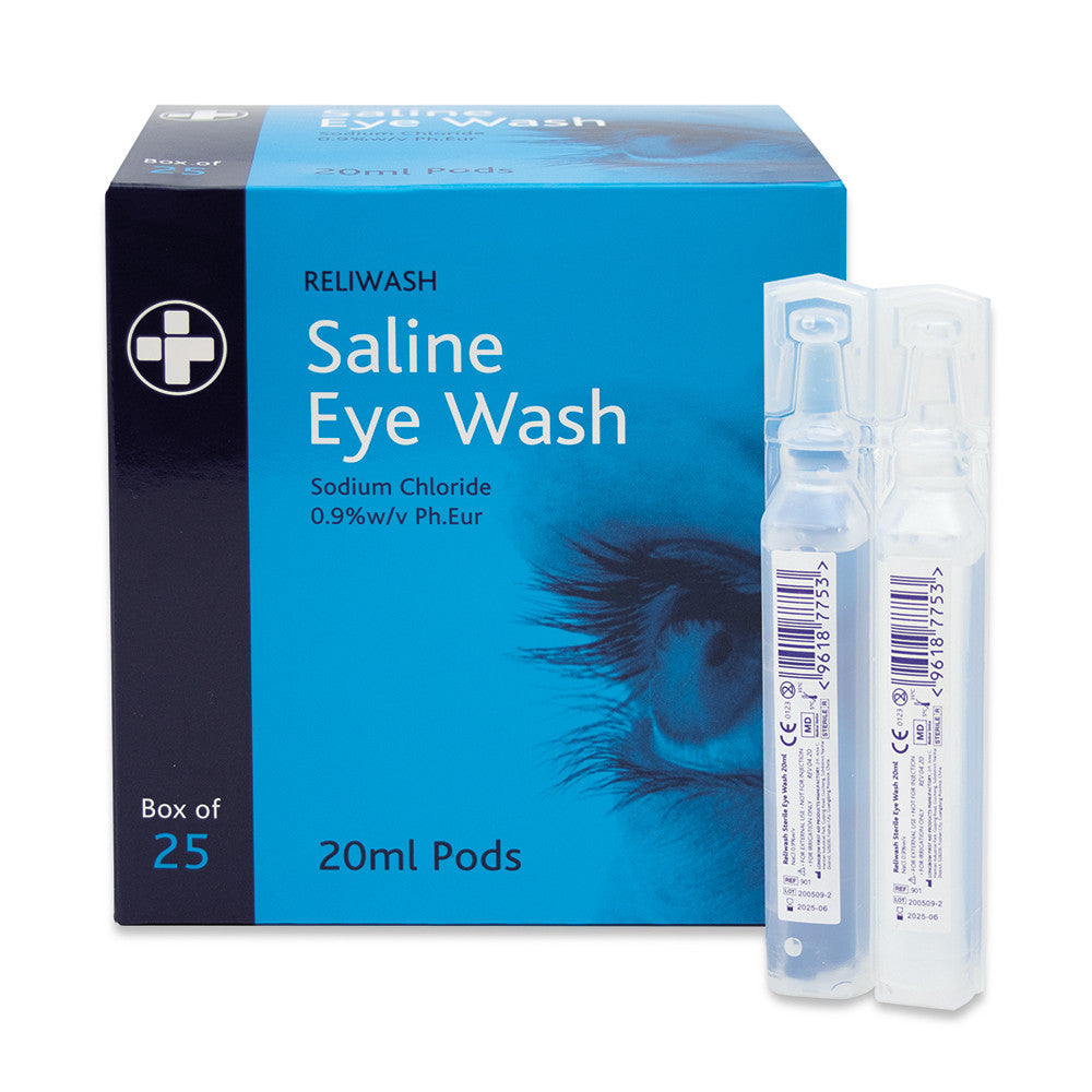 Reliwash 20ml Saline Eye Pods Sterile Box of 25