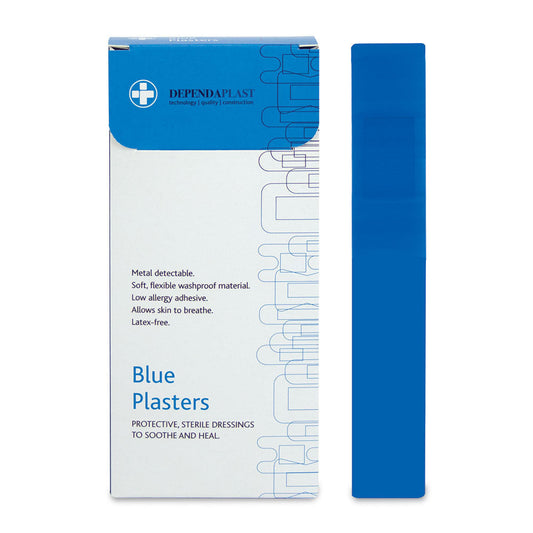 Dependaplast Blue Plasters   Finger Extension 2cm x 12cm Box of 50