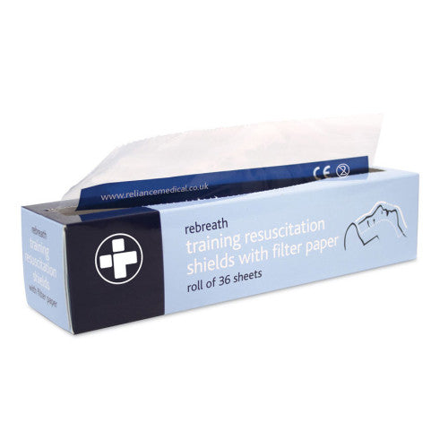 Rebreath Training Resuscitation Shields with Filter Paper on a Roll of 36