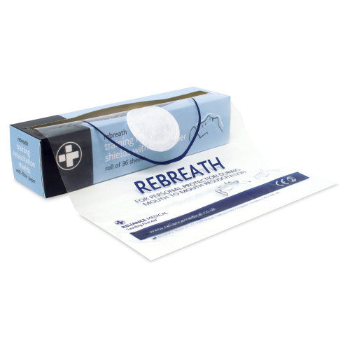 Rebreath Training Resuscitation Shields with Filter Paper on a Roll of 36