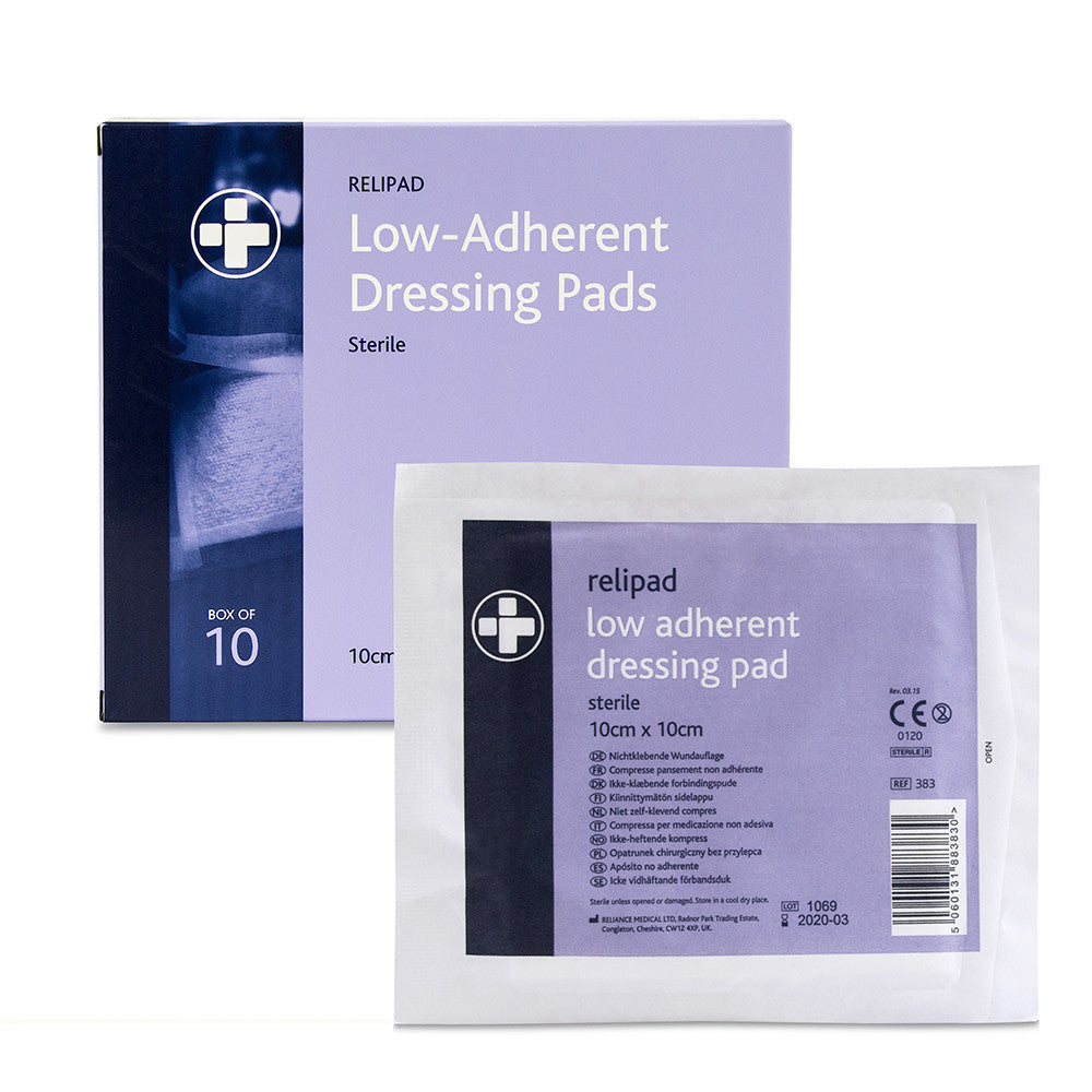 Relipad Low-Adherent Dressing Pads 10cm x 10cm BOX OF 10