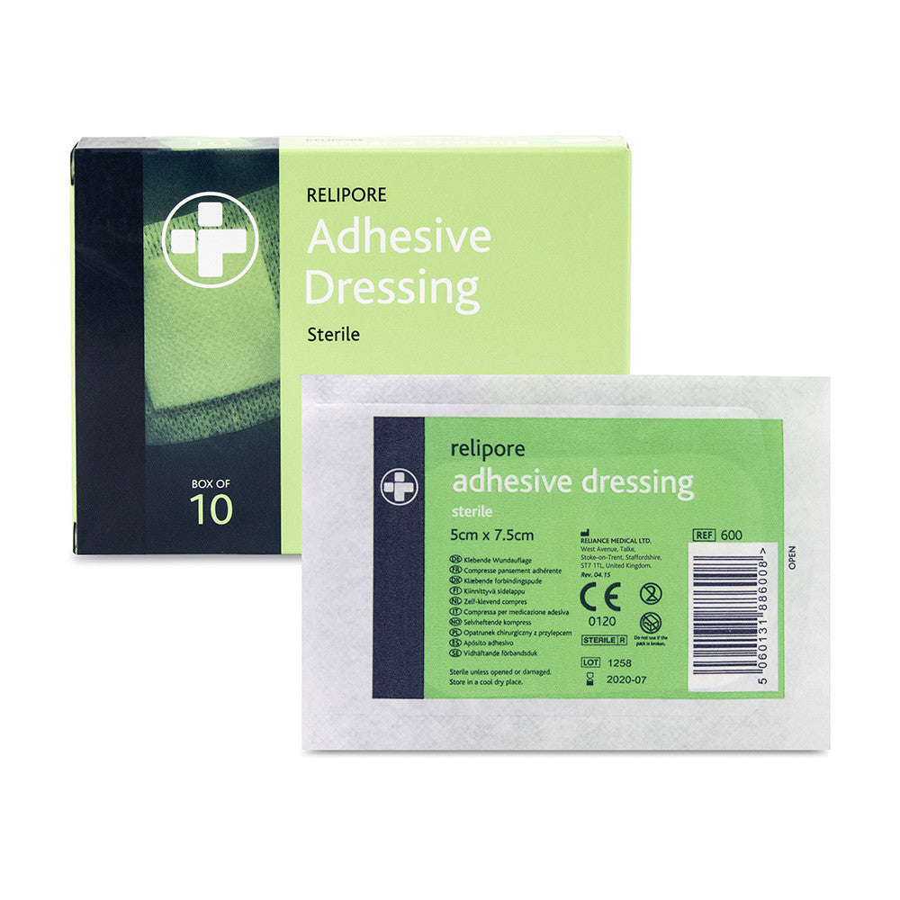 Relipore Adhesive Dressing Pads Sterile 5cm x 7.5cm Box of 10